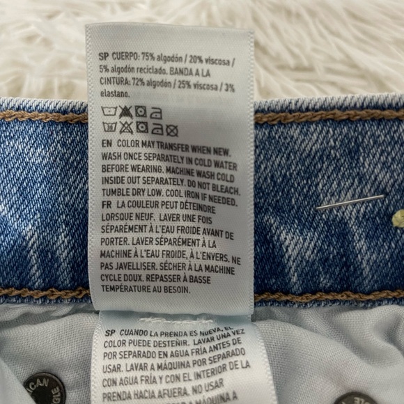 AMERICAN EAGLE High Rise Distressed Straight Leg Boyfriend Jeans Vintage Wash 00 - Picture 10 of 10